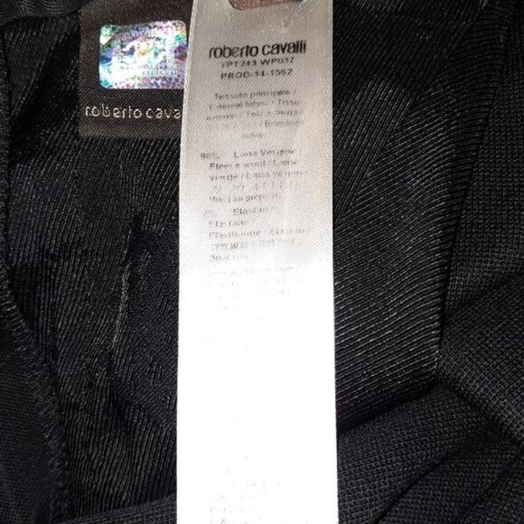 Roberto Cavalli Black Women Wool Blend Slit Hip Pockets Tuxedo Pants IT 48 US 12 - Picture 11 of 13